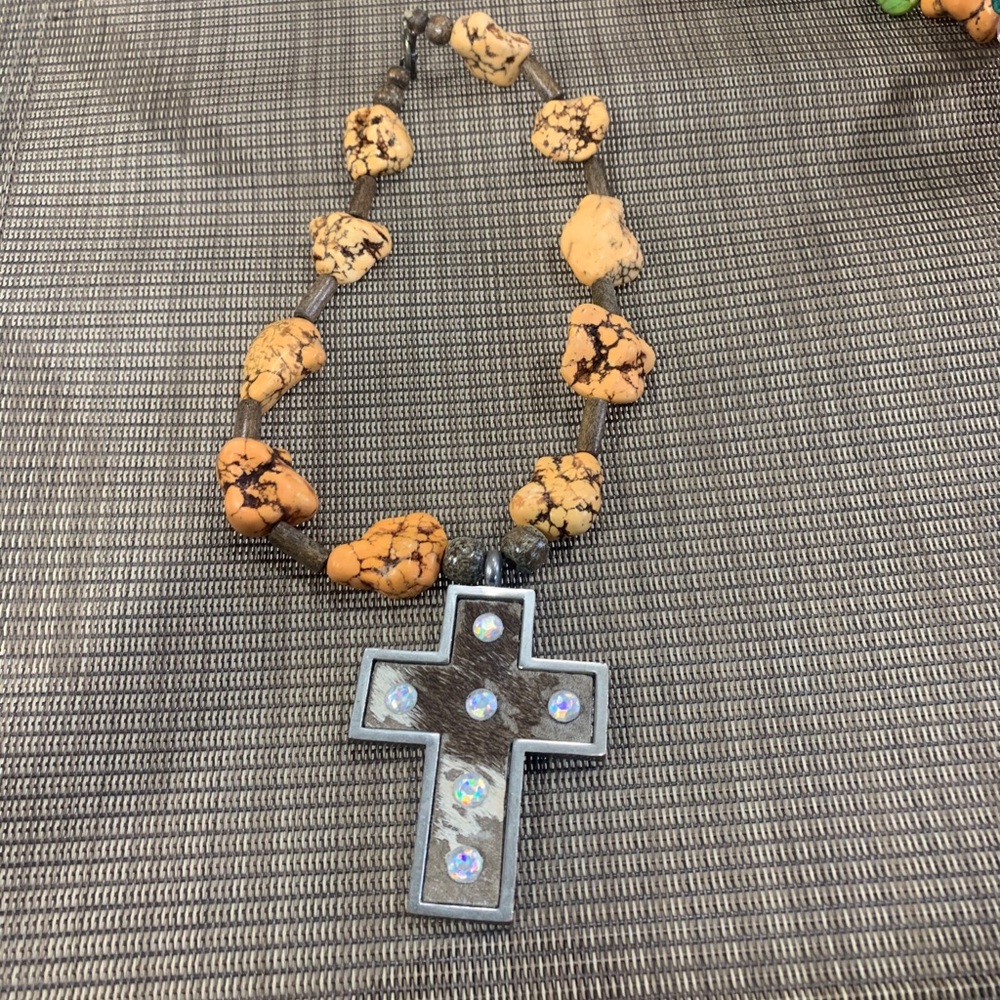 Country rock jewelry with cowhide pendant